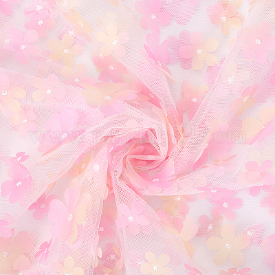 Полиэстеровая сетчатая ткань с вышитыми цветами DIY-WH20002-207A-1