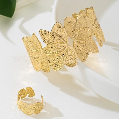 Наборы из цветочного сплава: браслет-манжета и кольца-манжеты FS-WGC74E4-01-1