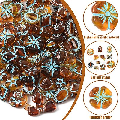 100 шт. 10 вида окрашенных прозрачных акриловых бусин&nbsp;OACR-YW0003-66-1