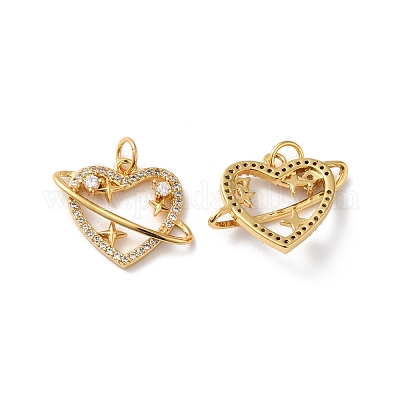 Подвеска из латуни с микропаве из прозрачного кубического циркония KK-D074-26G-1