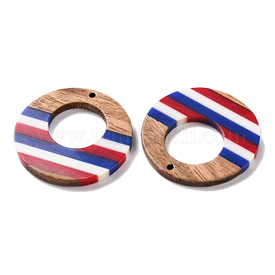 Подвески из непрозрачной полосатой смолы и орехового дерева в честь Дня независимости RESI-U010-02J-1
