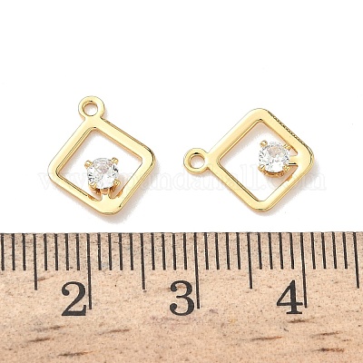 Подвески в виде ромбов с микропаве из кубических цирконий из латуни KK-Z136-01G-1