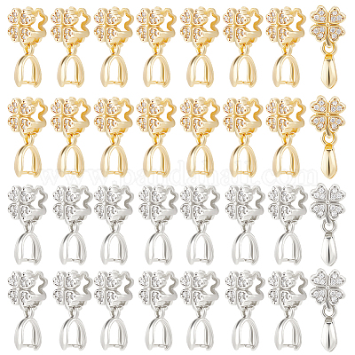 20 шт. 2-цветные латунные микропаве прозрачные кубические цирконии держатели для ледорубов KK-DC0001-92-1