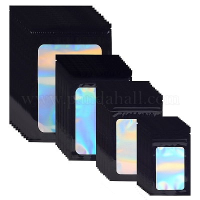 120 шт. 4 прямоугольных пластиковых пакета с застежкой-молнией и голографическим блеском OPP-SZ0001-02-1