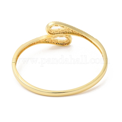 Красочный кубический цирконий полый браслет с каплевидным шарниром BJEW-L681-006G-1