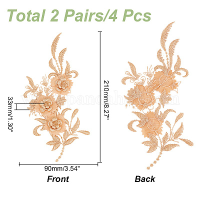 2 пара 3d цветочных полиэстеровых кружев с компьютерной вышивкой и орнаментом DIY-HY0001-85-1