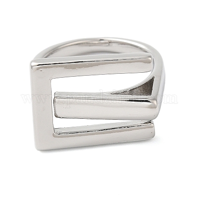 Латунные открытые манжеты с буквой е для женщин RJEW-B062-01P-1