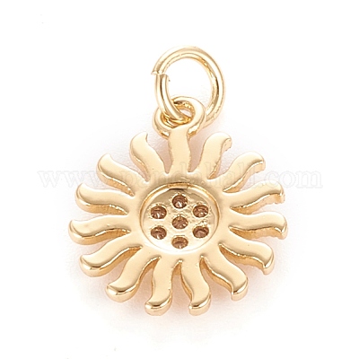 Латунные микропаве прозрачные подвески с фианитом KK-O126-21G-1