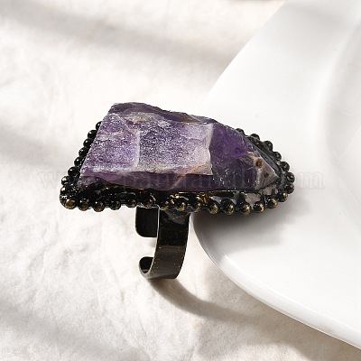 Кольца-манжеты с натуральным аметистом неправильной формы G-A278-03AB-01-1