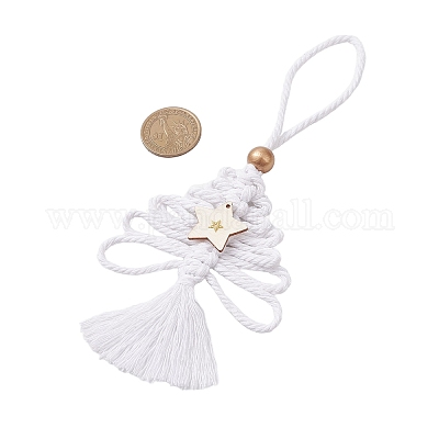 Хлопковые рождественские елки подвесные украшения HJEW-JM03830-01-1