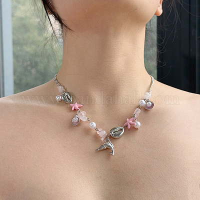 Женские ожерелья из бусин с подвесками из сплава смолы и искусственного жемчуга FS-WGC0530-07-1