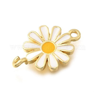Подвески-соединители в виде цветков из латуни с эмалью KK-C121-04G-01-1