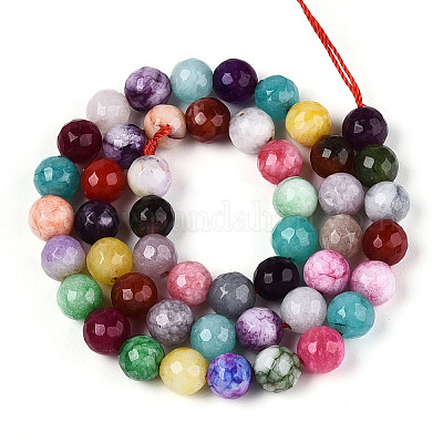 Окрашенные природные белый нефрит бисер пряди G-T139-8mm-60-09-1