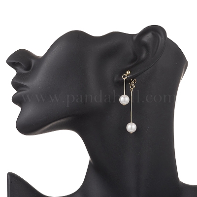 Серьги-гвоздики с круглыми бусинами-кисточками из нержавеющей стали 304 EJEW-JE06662-1