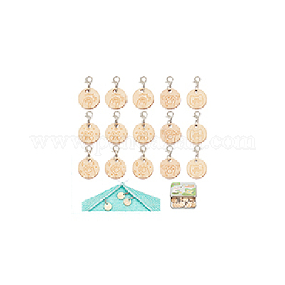 Деревянная плоская круглая форма с подвеской в виде лапы HJEW-NB00118-1