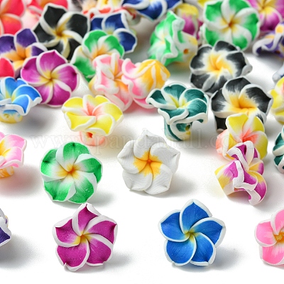 60шт 15 цвета бусины ручной работы из полимерной глины 3d цветок плюмерия CLAY-FS0001-39-1