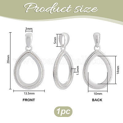 1 шт. 925 оправы для подвески из стерлингового серебра в форме кабошона STER-GA0001-33-1