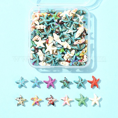 100 шт. 13 вида синтетических бирюзовых бусин G-FS0005-86-1