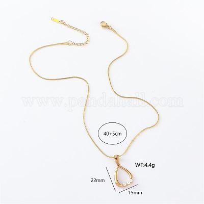 3 шт. европейские ожерелья из нержавеющей стали с имитацией жемчуга в форме капли для женщин FR3080-1