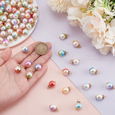 100 шт. 10-цветные градиентные подвески из АБС-пластика с имитацией жемчуга FIND-PH0023-54-1