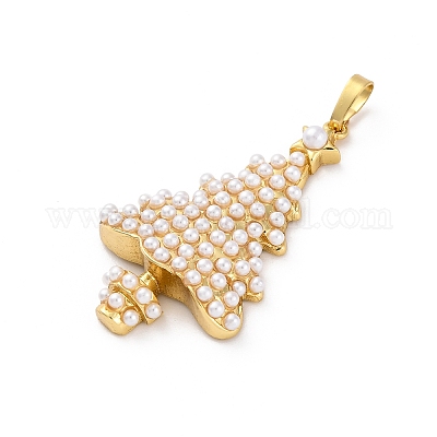 Стойка из латуни с подвесками из искусственного жемчуга ABS KK-Q010-07G-1