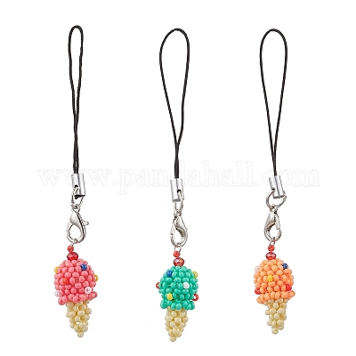 3 шт. 3-х цветные стеклянные бусины в виде мороженого подвесные украшения HJEW-MZ00179-1