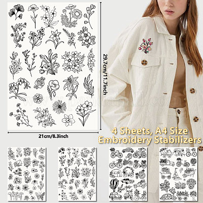 Эскиз рисунка на флизелиновой основе для вышивания DIY-WH0538-013-1