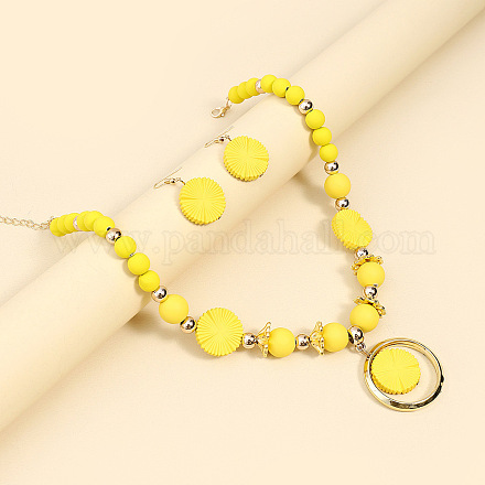 Комплекты из плоских круглых акриловых подвесок и серег-подвесок FS-WGD2FC2-01-1