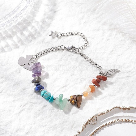 Браслеты из бусин с натуральными и синтетическими драгоценными камнями BJEW-JB12532-02-1