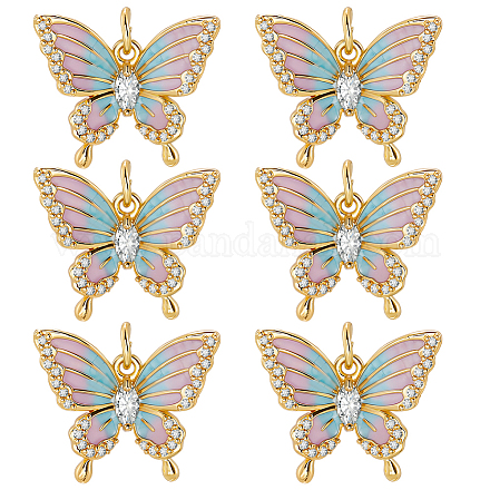 6шт латунные подвески с микропаве и кубическим цирконием KK-BBC0020-42-1