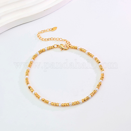 Модные винтажные регулируемые женские браслеты на щиколотку из латуни и белого искусственного жемчуга с круглыми бусинами XH8268-2-1