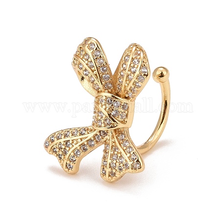 Серьги-каффы с кубическим цирконием и бантом EJEW-A069-01G-1