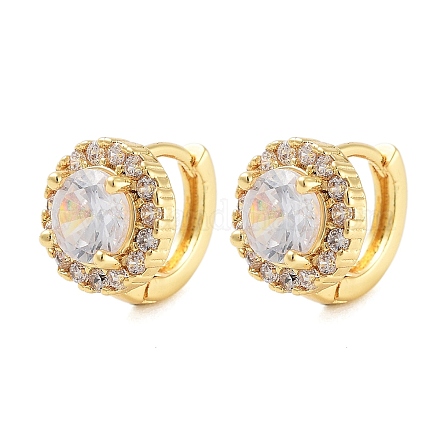 Плоские круглые серьги-кольца из латуни с покрытием стойки EJEW-N055-35G-RS-1