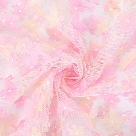 Полиэстеровая сетчатая ткань с вышитыми цветами DIY-WH20002-207A-1