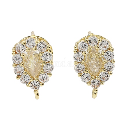 Фурнитура для сережек-гвоздиков из латуни с микропаве из прозрачного кубического циркония KK-C107-13G-1