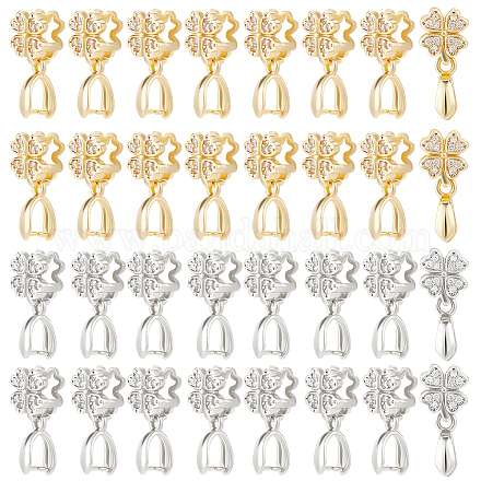 20 шт. 2-цветные латунные микропаве прозрачные кубические цирконии держатели для ледорубов KK-DC0001-92-1