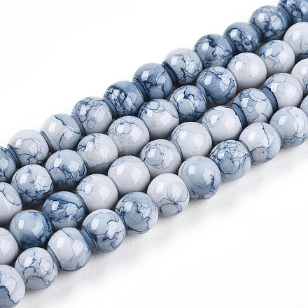 Выпечка окрашенные стеклянные бусины пряди X-DGLA-N003-6mm-C07-1