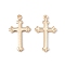 Rack Plating Brass Pendants, Long-Lasting Plated, Cadmium Free & Lead Free, Cross Charms, Golden, 17.5x10x1mm, Hole: 1mm
