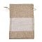 Cotton Packing Pouches, Drawstring Bags, with Organza Ribbons, Tan, 23x16x0.35cm