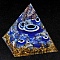 Evil Eye Orgonite Pyramid Resin Energy Generators, Reiki Gold Foil Natural Lapis Lazuli Chips Inside for Home Office Desk Decoration, 60x60x60mm