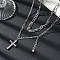 304 Stainless Steel Cross Pendant Chain Necklaces, Stainless Steel Color, 16.02 inch(40.7cm)