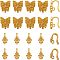 20Pcs 2 Style Rack Plating Brass S Hook Clasps, Long-Lasting Plated, Lead Free & Cadmium Free, Flower & Butterfly, Golden, 5~10x5.5~11mm, Hole: 1~1.5mm, 10pcs/style