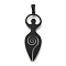 Ion Plating(IP) 304 Stainless Steel Pendants, Laser Cut, Wicca Spiral Goddess Charm, Black, 42x13.5x1mm, Hole: 6x3mm