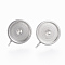Non-Tarnish 201 Stainless Steel Stud Earring Settings, with Loops and 304 Stainless Steel Pins, Flat Round, Stainless Steel Color, Tray: 10mm, 15x12x2mm, Hole: 2mm