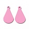 Spray Painted 201 Stainless Steel Pendants, Teardrop Charm, Pearl Pink, 19x11x1mm, Hole: 1.4mm