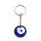 Evil Eye Lampwork Keychain, with Platinum Plated Iron Split Key Rings, Royal Blue, 78mm