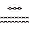 304 Stainless Steel Cable Chains, Diamond Cut Thin Chains, Soldered, Faceted, with Spool, Oval, Electrophoresis Black, 1.5x0.9x0.2mm, about 32.8 Feet(10m)/roll