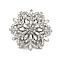Rotatable Snowflake Alloy Rhinestone Brooches for Backpack Clothes, Platinum, 32x36mm