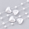 ABS Plastic Imitation Pearl Beaded Trim Garland Strand, Great for Door Curtain, Wedding Decoration DIY Material, Heart and Round, White, 9x9mm and 3mm, about 60m/roll