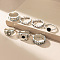 Alloy Rhinestone and Enamel Cuff Rings/Finger Rings Set, Antique Silver, Inner Diameter: 17mm